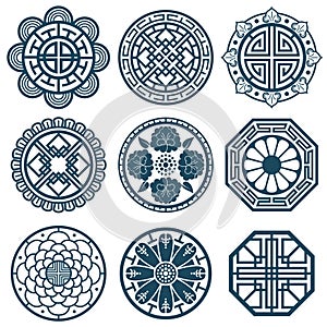 Traditional korean symbols, vector korea pattern design for bathroom repeat tiles