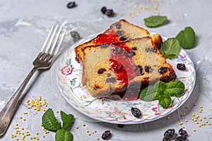 Traditional Kugel made of millet and raisins. Jewish cuisine