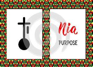 Traditional Kwanzaa symbols. Nia means Purpose. Vector icon