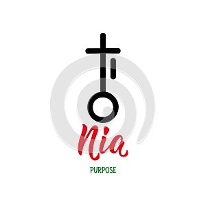 Traditional Kwanzaa symbols. Nia means Purpose. Vector icon. Isolated on white background