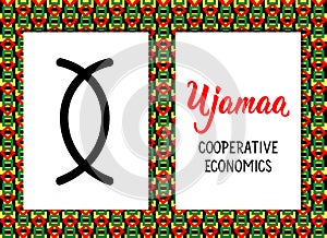 Traditional Kwanzaa symbols. Ujamaa means Cooperative economics. Vector icon. Isolated on white background