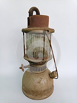 traditional lamp or rusty old petromax as decoration photo