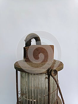 traditional lamp or rusty old petromax as decoration photo