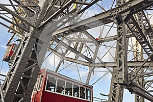 Traditional landmark ferris wheel. Vienna city center. Prater attraction. Austria