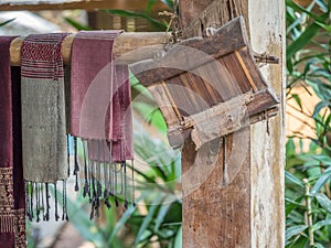 Traditional Lao textile weaving. Ock Pop Tok, Luang Phabang