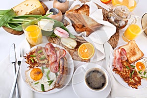 Traditional large American breakfast