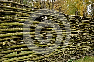 Traditional lath fence around a house in Ukraine