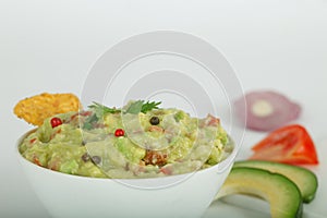 Traditional latinamerican mexican avocado sauce guacamole photo