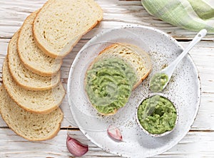 Traditional Latinamerican mexican guacamole sauce and avocado s