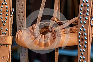 Traditional leather moccasin shoes, handicrafts