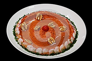 Traditional lebanese arabic dip food muhammara in a bowl