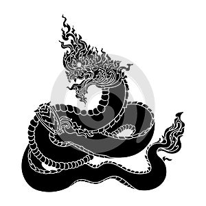 Traditional Line Thai style. Naka Thai Dragon vector