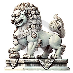 Traditional lion statue, Chinese New Year theme photo