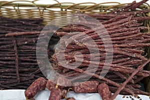 Traditional Lithuanian cured smoked sausage