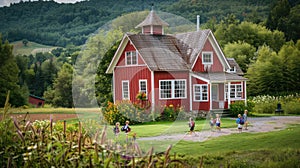 traditional little red schoolhouse