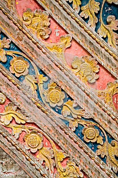 Details of traditional local balinese wood carving ornaments