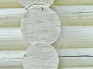 Traditional Log House Corner With Interlocking Wooden Logs Construction