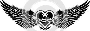 Traditional love wings tribal tatto style ink vector download