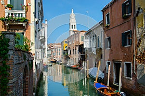 Traditional lovely view of Venice canal.