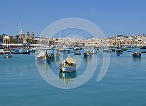 Traditional luzzu boats in Malta