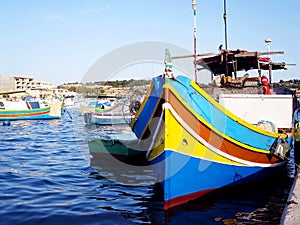 The traditional Luzzu boats in Marsaxlokk, MALTA