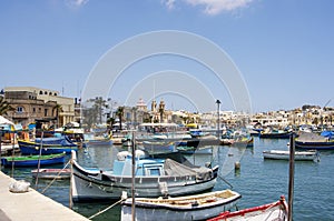 Traditional luzzu and other boats, Marsaxlokk, Malta