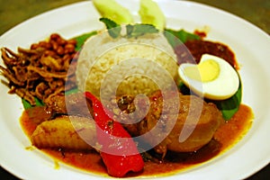 Traditional Malaysia Spicy Coconut Rice Nasi Lemak