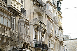 Traditional Maltese Balconies in Valletta\'s Historic Streets