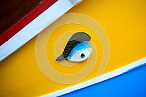 Traditional maltese boat luzzu detail.