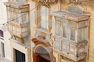 Traditional Maltese closed wooden balconies Malta