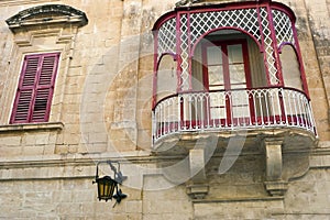 Traditional Maltese style balcony in Mdina, Malta