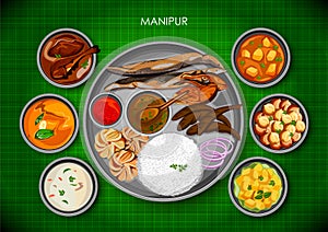 Traditional Manipuri cuisine and food meal thali of Manipur photo