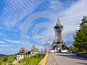 Traditional Maramures wooden architecture of Barsana monastery, Romania