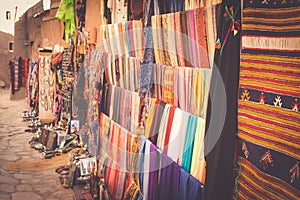 A traditional market in the old city of Essaouira, Morocco