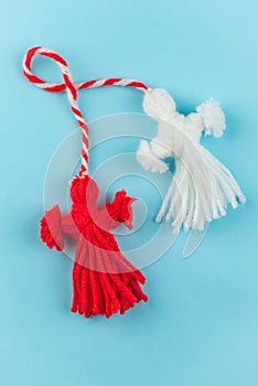 Traditional Martisor - symbol of holiday 1 March, Martenitsa, Baba Marta, beginning of spring and seasons changing in Romania,