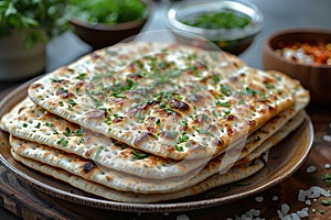 Traditional matzah on Passover seder served on the table