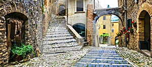 Traditional medieval villages of Italy - picturesque old floral streets of Casperia, Rieti province
