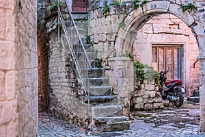 Traditional mediterranean street Trogir Croatia.