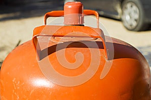 Traditional metal butane gas bottle in Spain photo