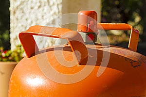 Traditional metal butane gas bottle in Spain photo