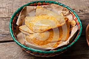 Mexican basket tacos also called de canasta photo