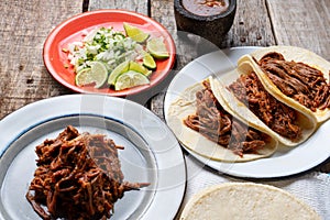 Mexican beef barbacoa tacos photo