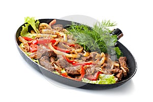 Traditional mexican beef fajitas