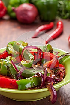 Traditional Mexican Fajita Peppers in a bowl