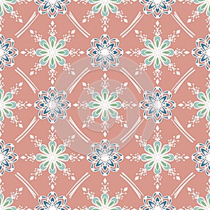 Traditional Mexican floral seamless pattern. Colorful ethnic ornament in folk embroidery style. Vector background design