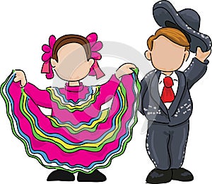 Traditional mexican folk dance illustration