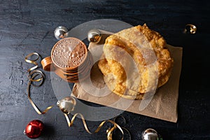 Mexican fritter dusted with sugar also called buÃÂ±uelos photo