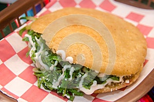 Traditional mexican gordita with lettuce