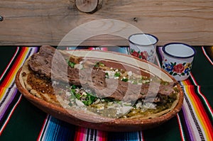 Traditional mexican huarache in clay dish