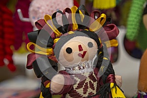 Traditional mexican Maria rag dolls, male and female being sell at downtown Queretaro